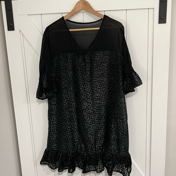 Anthropologie black sparkling dress. Size large - Picture 1 of 3